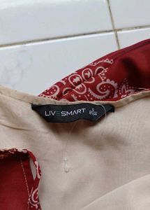 Elegant Red &amp; Cream Paisley Print Maxi Dress