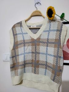 Cozy Plaid Knit Vest