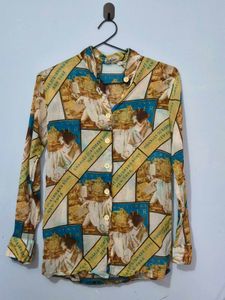 Unique Graphic Print Button-Up Shirt