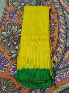 Vibrant Yellow Saree with Green Border