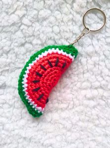 Watermelon Crochet Keychain