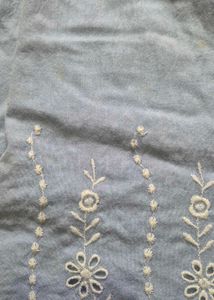 Blue Off-Shoulder Embroidered Dress