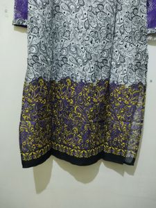 Mango Print Purple Kurta With Net Sleeves