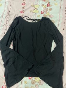 Sheer backlesss Bell Sleeve Top