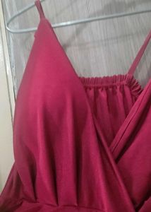 Elegant Wine Red Asymmetrical Dress