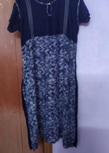 Blue Printed Midi Dress