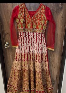 Elegant Red & Gold Anarkali Suit