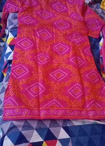 New Bandhani Pink Xxl Kurti