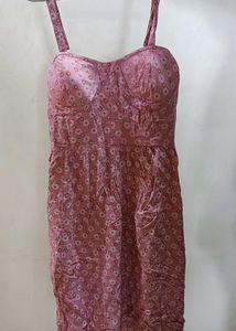 Pink Floral Padded Cami Dress/Top with Adjustable