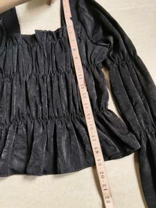 Korean Velvet Peplum Top