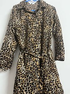 Leopard Print Belted Shirt Dress