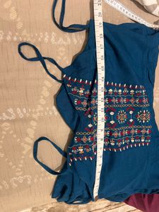Boho Teal Embroidered Jumpsuit