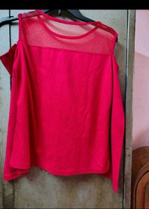 Red Cold Shoulder Top with Medusa Print
