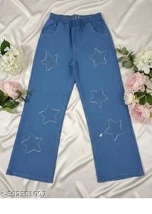 Trendy Blue Jeans with Star Print