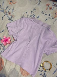 Lavender Collared Crop Top