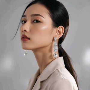 Elegant Drop Earrings with Crystal Accents