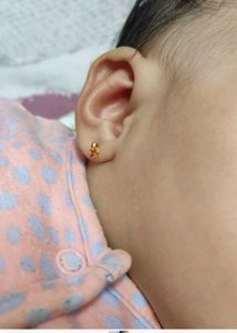 Gold Tone Stud Earrings with Green Stones