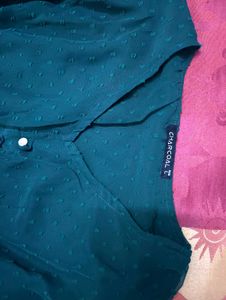 Chic Teal Textured Button-Up Dress