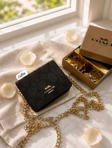 COACH SET OF 3*MINI WALLET WITH METAL SLING CHAIN