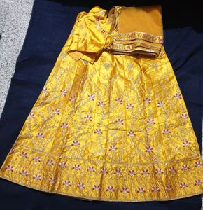 Golden Embroidered Lehenga Choli Set