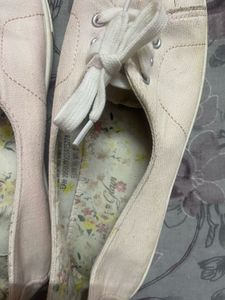 Light Pink Canvas Lace-Up Sneakers