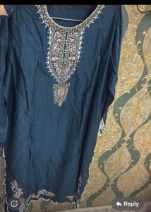 Embroidered Teal Kurta Set