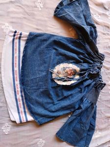 Denim off shoulder top
