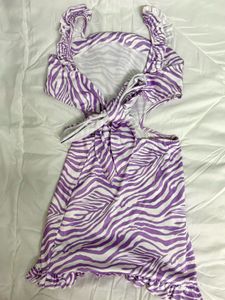Purple Zebra Print Cut-Out Dress