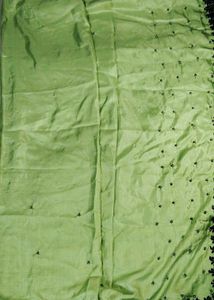 Lime Green Saree with Black Lace Border