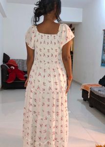 White Floral Print Maxi Dress