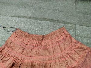 Peach Tiered Ethnic Skirt