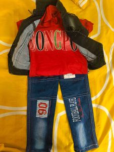 Boys Red T-Shirt & Denim Jeans Set