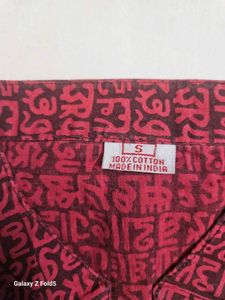 Red Short Kurta with golden sewuenve work on neck