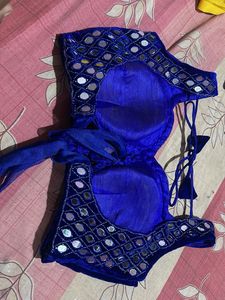 Royal Blue Mirror Work Blouse