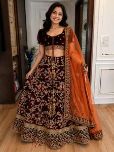 Elegant Velvet Lehenga Choli Set