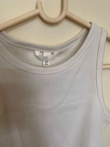 White Ribbed Cropped Tank Top