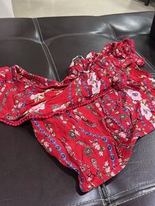 Red Floral Off-Shoulder Top