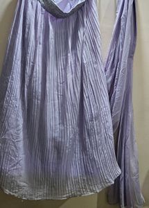 Lilac Color Stitched Saree Wid Full Sleeves Jacket
