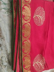 Women Elegant Red Embroidered Saree With Blouse
