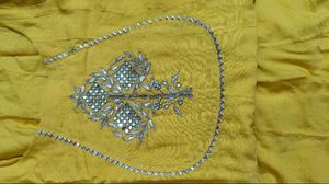 floor touch yellow gown