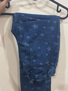 Star Print Denim Jeans