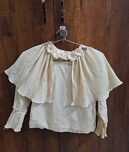 Elegant Pleated Cape Blouse with side zip