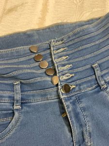 High Waisted Skinny Blue Jeans