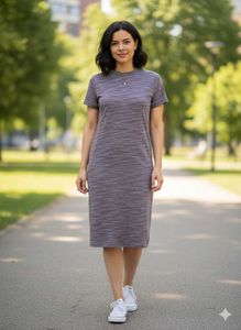 Casual Heathered Short Sleeve Dress