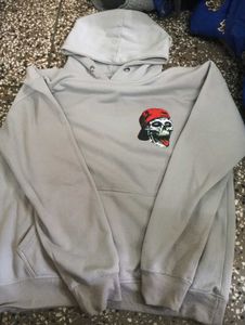 Men's Grey Skull Graphic Hoodie