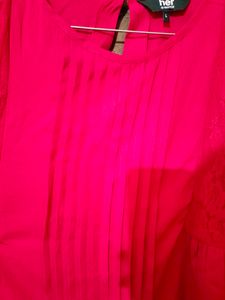 Pleated Detail Lace Inserted Top