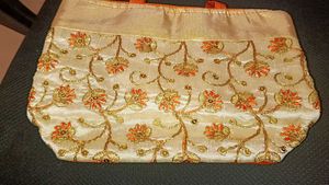 hand made Embroidered Clutch Bag with Beaded Handl