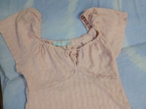 Cute Pink Puff Sleeve Mini Dress
