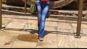 Blue boot cut jeans