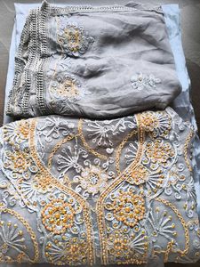 SEMI STITCHED EMBROIDERY AND STONE DRESS